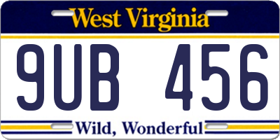 WV license plate 9UB456