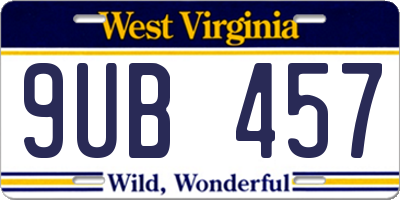 WV license plate 9UB457
