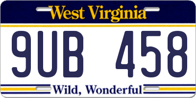 WV license plate 9UB458