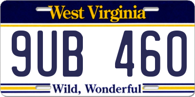WV license plate 9UB460