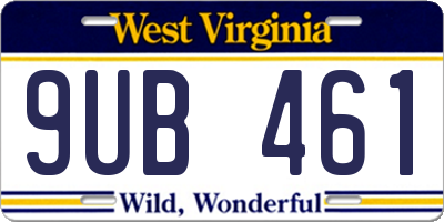 WV license plate 9UB461