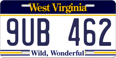 WV license plate 9UB462