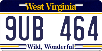 WV license plate 9UB464