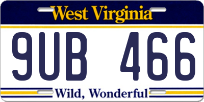 WV license plate 9UB466