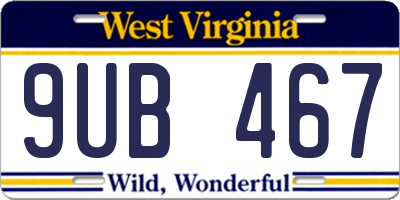 WV license plate 9UB467