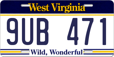 WV license plate 9UB471