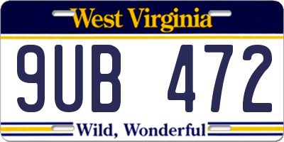 WV license plate 9UB472