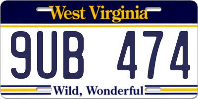 WV license plate 9UB474