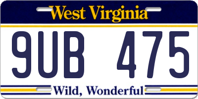 WV license plate 9UB475