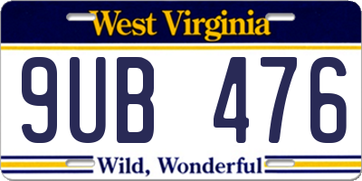 WV license plate 9UB476