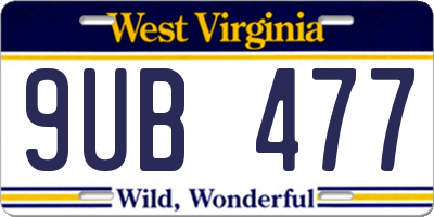 WV license plate 9UB477