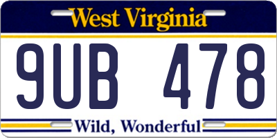 WV license plate 9UB478
