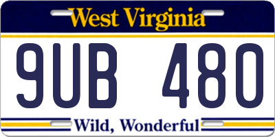 WV license plate 9UB480