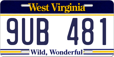 WV license plate 9UB481