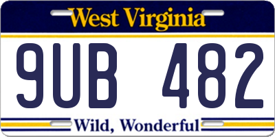 WV license plate 9UB482