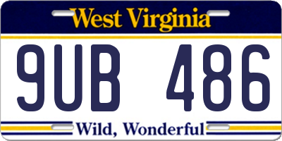 WV license plate 9UB486