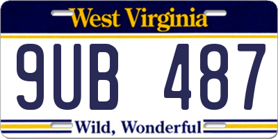 WV license plate 9UB487