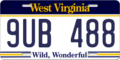 WV license plate 9UB488