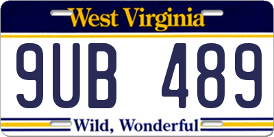 WV license plate 9UB489