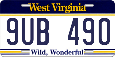 WV license plate 9UB490