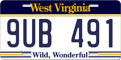 WV license plate 9UB491