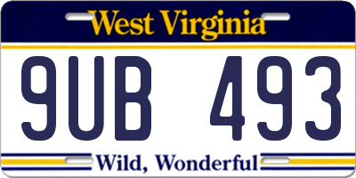 WV license plate 9UB493