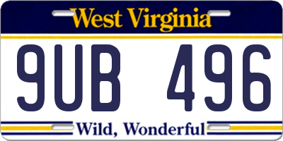 WV license plate 9UB496