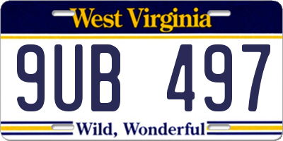 WV license plate 9UB497