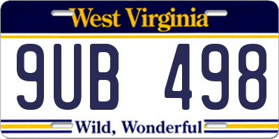 WV license plate 9UB498