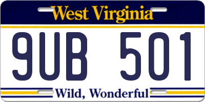 WV license plate 9UB501
