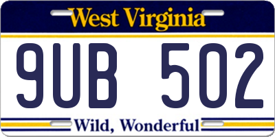 WV license plate 9UB502