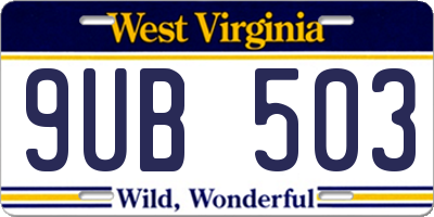WV license plate 9UB503
