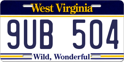 WV license plate 9UB504