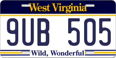 WV license plate 9UB505