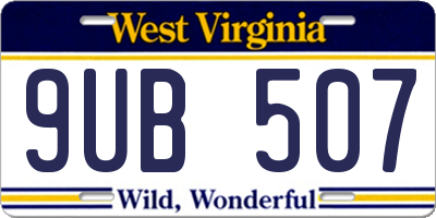 WV license plate 9UB507