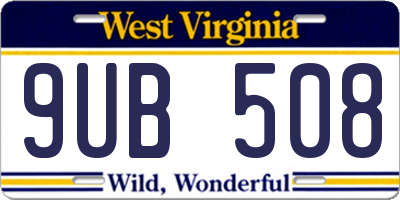 WV license plate 9UB508