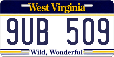 WV license plate 9UB509