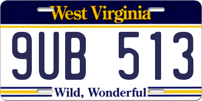 WV license plate 9UB513