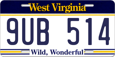 WV license plate 9UB514