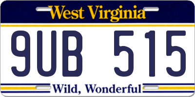 WV license plate 9UB515