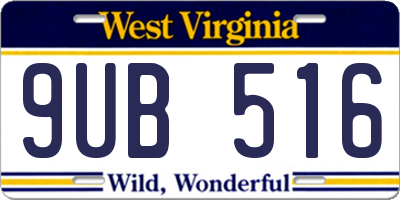 WV license plate 9UB516