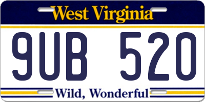 WV license plate 9UB520