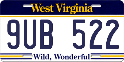 WV license plate 9UB522