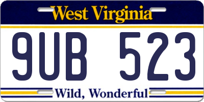 WV license plate 9UB523