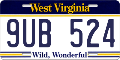 WV license plate 9UB524