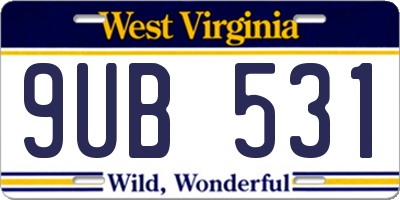 WV license plate 9UB531