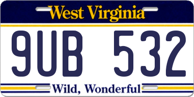 WV license plate 9UB532