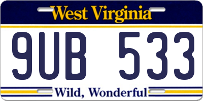 WV license plate 9UB533