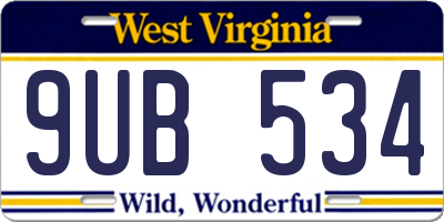 WV license plate 9UB534