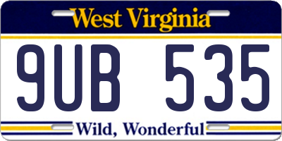 WV license plate 9UB535
